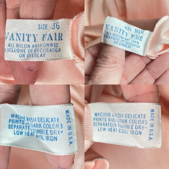 Vanity Fair Vtg 1970's Pink Whisper Lace Accent Satin Ensemble Slip & Robe Set - Picture 13 of 13